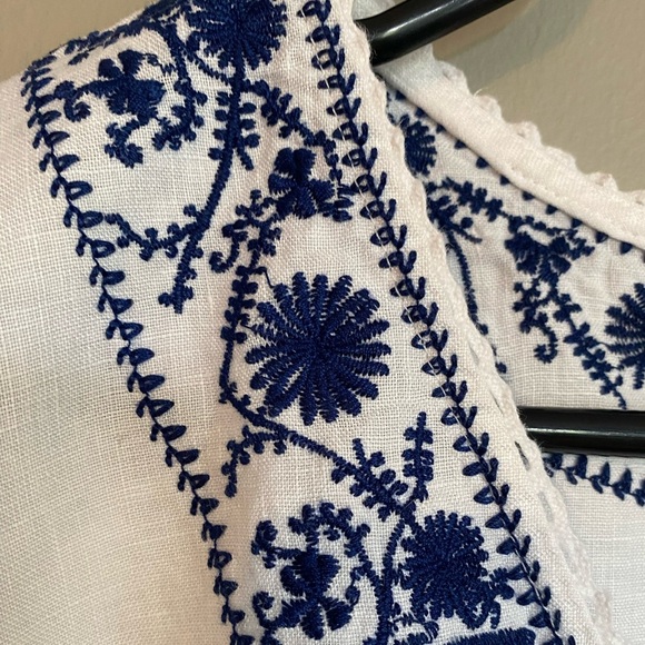 Zara 100% Linen Embroidered Dress Size S - Picture 3 of 8